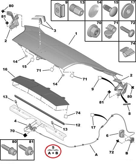 Kapotiluku tross OEM Citroen Nemo/Peugeot Bipper