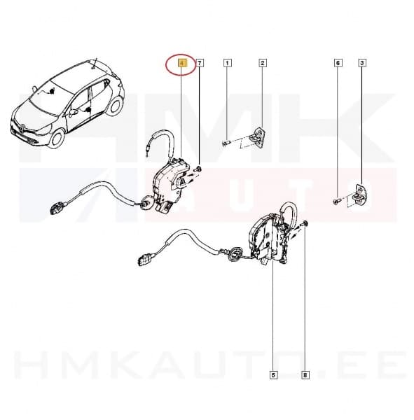 Ukselukusti esiuksele parem OEM Renault Clio IV