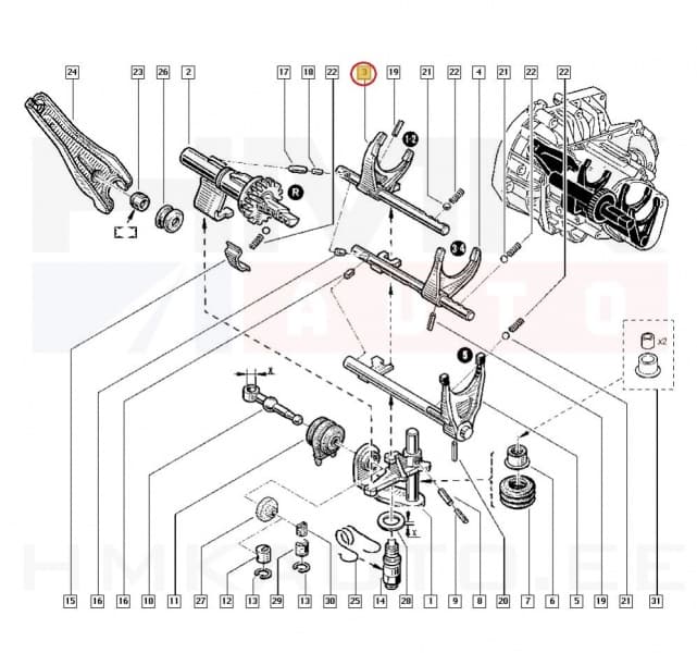 1-2. käigu lülituskahvel OEM Renault JB k.kast