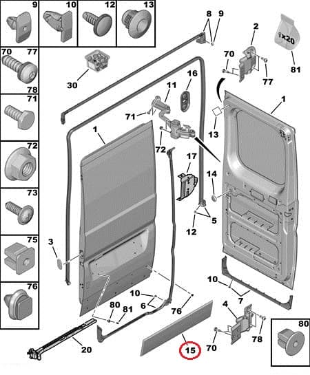 Tagaukse liist vasak OEM Jumper/Boxer/Ducato 2006-