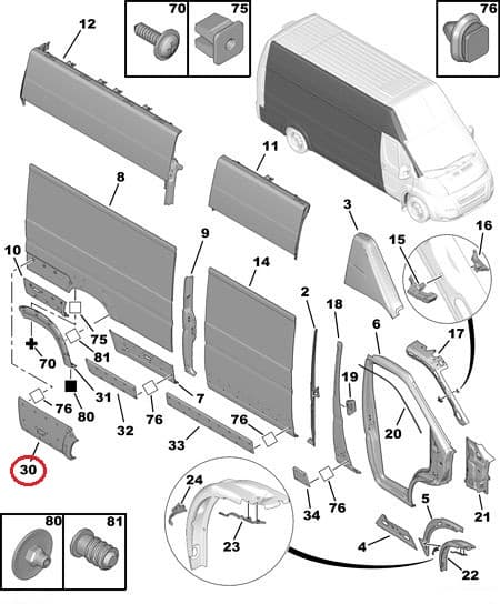 Külgpaneeli tagumine liist parem OEM Jumper/Boxer/Ducato 2006-