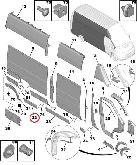 'Külgpaneeli eesmine liist parem OEM Jumper/Boxer/Ducato 2006- L3