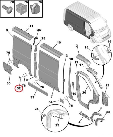 Külgpaneeli eesmine liist parem OEM Jumper/Boxer/Ducato 2006- L1