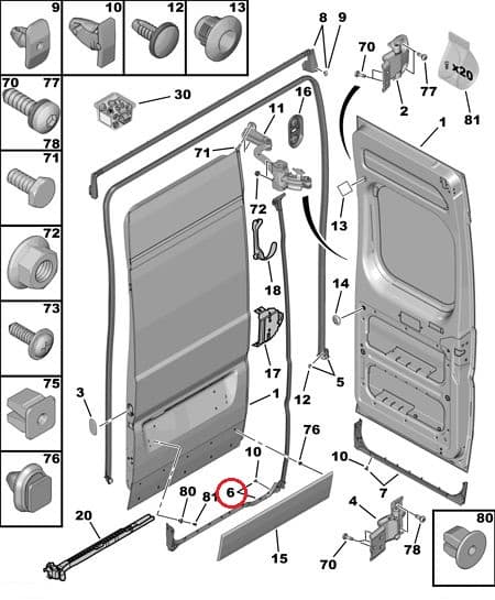 'Tagaukse tihend vasak OEM Jumper/Boxer/Ducato 2006- H2