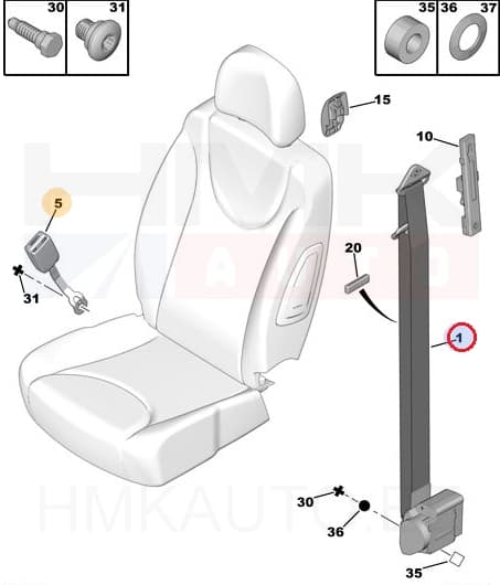 Turvavöö vastus eesmine OEM Peugeot Expert/Citroen Jumpy 2007-