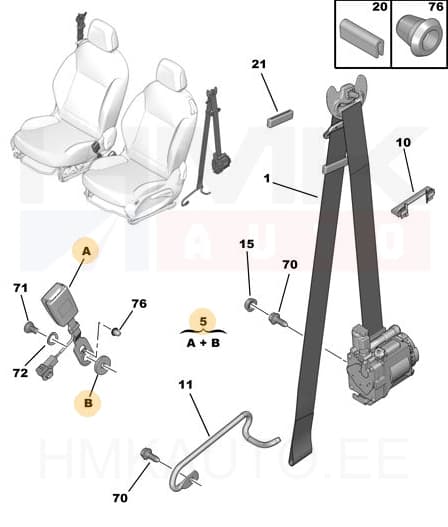 Turvavöö vastus eesmine OEM Citroen DS3/ Peugeot 207