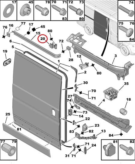 Liugukse keskmine tugi parem Jumper/Boxer/Ducato 2006-
