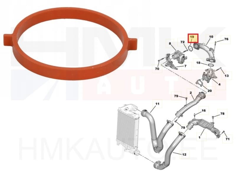 Turbo õhutoru tihend Citroen/Peugeot 1,5BlueHDi  DV5R
