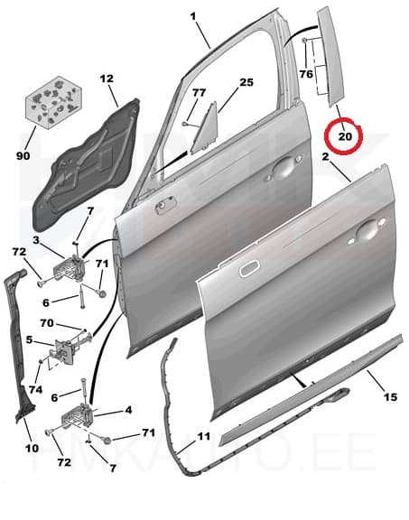 Esiukse katteliist vasak OEM DS5