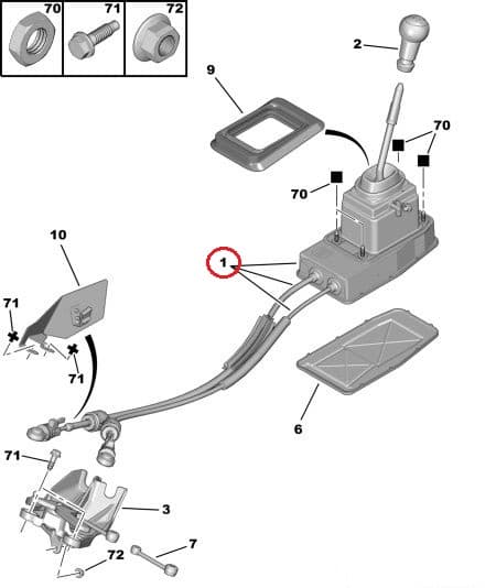 Käigukang kulissi ja trossidega OEM Citroen C5/Peugeot 407