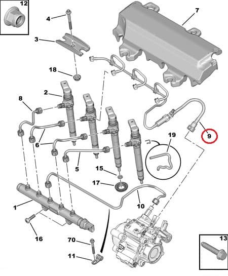 Pihustite tagasivoolutoru OEM Jumper/Boxer/Ducato 2,2HDI 11- EURO5