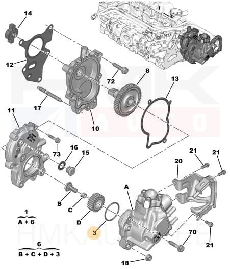 Kõrgsurvepumba korpuse tihend OEM Citroen/Peugeot 2,0BlueHDi DW10FD