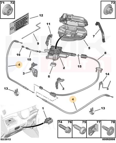 Seisupiduritross tagumine OEM Peugeot 508 (elektriline seisupidur)