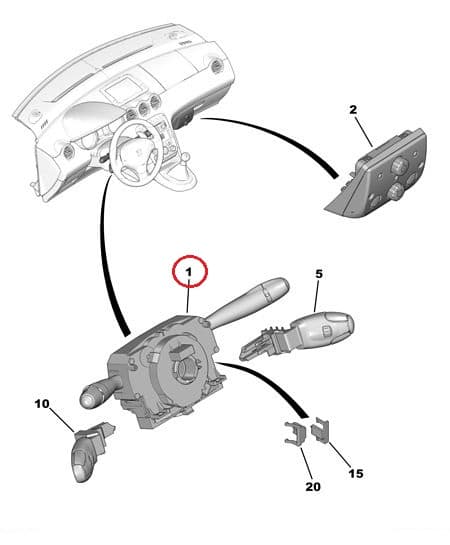 Roolisamba lülitiplokk OEM Peugeot 307 (+tagakojamees,esiudutuled)