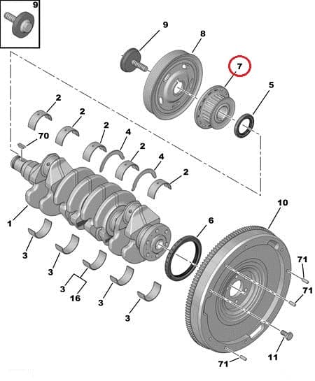 Väntvõlli rihmaratas (hammasrihmale) OEM Citroen/Peugeot 1,4-1,6HDI