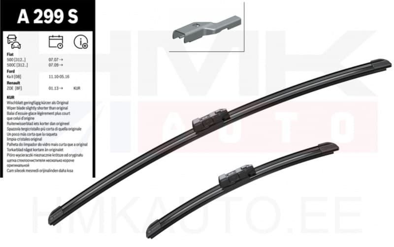 AEROTWIN klaasipühkijate komplekt Fiat 500