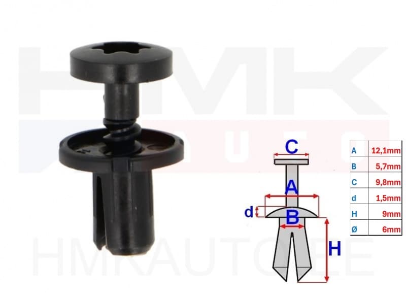 Polstri tüübel Citroen/Peugeot/Renault/Fiat 6mm (1tk.)