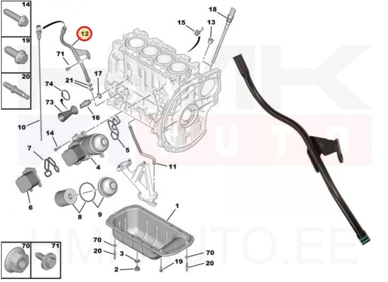 Õlivarda toru Citroen/Peugeot 1,6HDI