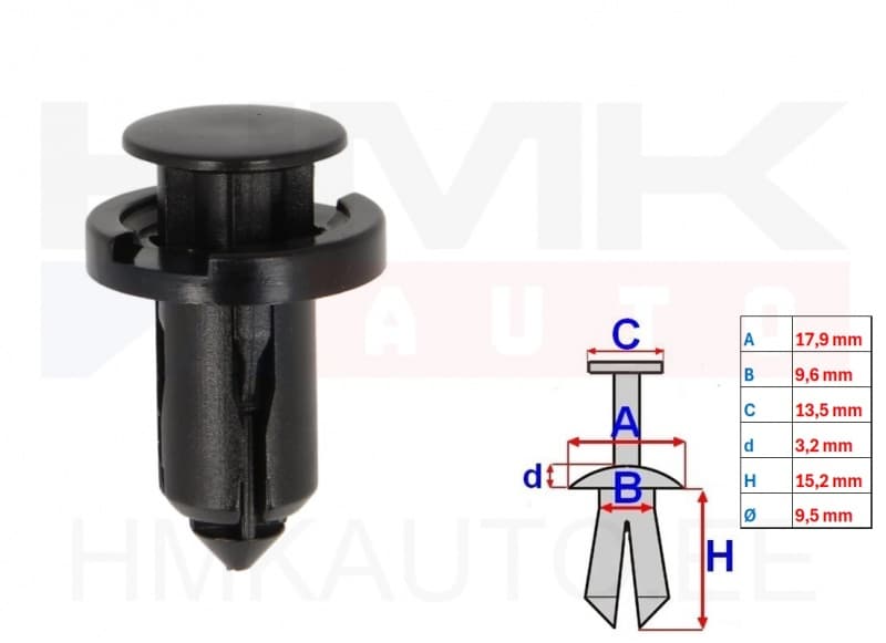 Põhjakaitse tüübel 9,5mm (1tk.)