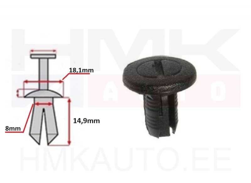 Polstri tüübel Renault 8mm (keermega)