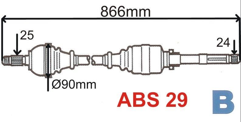 Veovõll komplektne parem Xsara/Berlingo/Partner ABS 29
