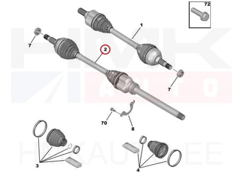 Veovõll komplektne parem Citroen Jumpy/Peugeot Expert 2016- (AM6/AMN8)