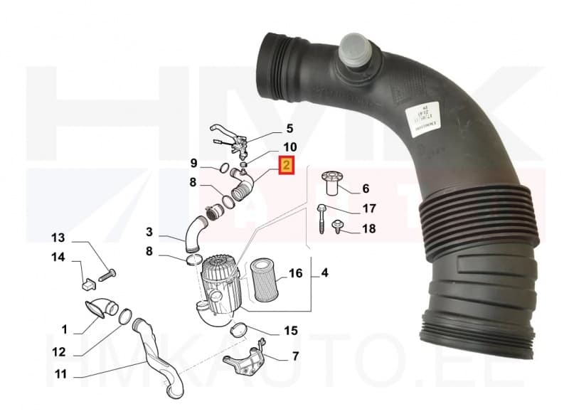 Õhufiltri toru OEM Fiat Ducato 2,3JTD 2011-  Euro5