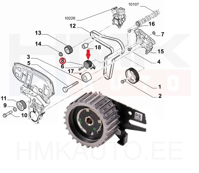 Hammasrihma pingutusrull OEM Fiat Ducato 2,2D 2021-