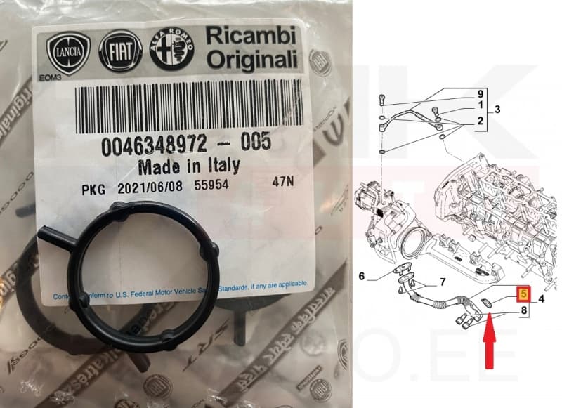 Turbo õli tagasivoolutoru tihend OEM Fiat Ducato MCA 2,2D 2021-