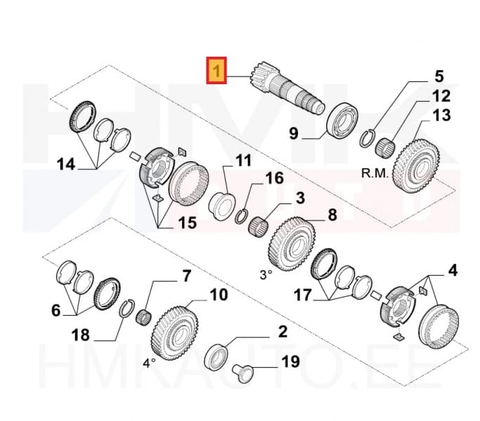 Käigukasti abivõll 16x73 lühike OEM Jumper/Boxer/Ducato 2006-16 3,0HDI