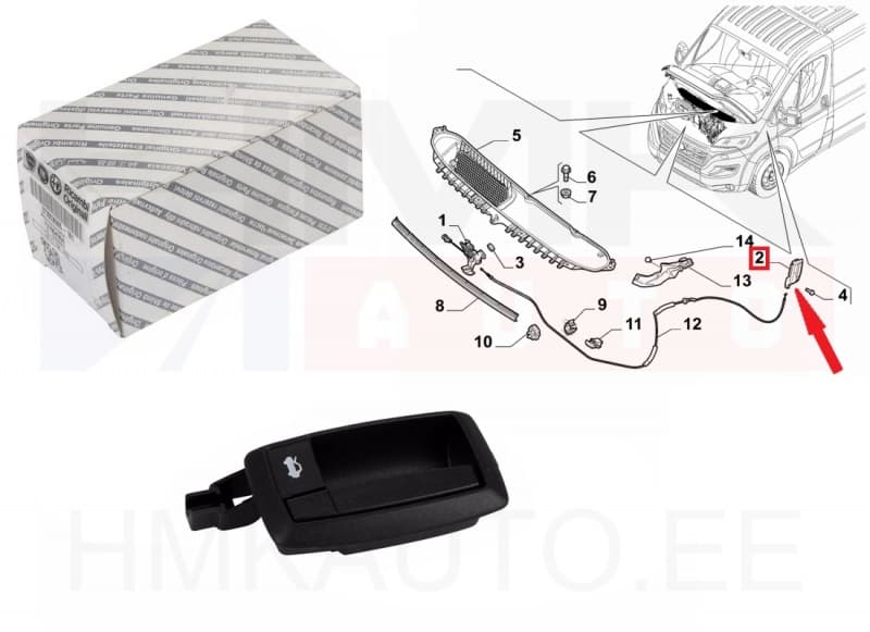 Kapoti avamise hoob OEM Jumper/Boxer/Ducato 11-