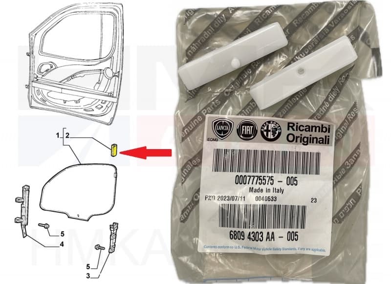 Klaasitõstuki varuosa (juhik) OEM Fiat Doblo