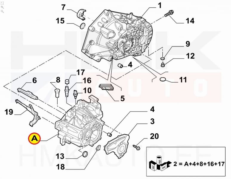 'Käigukasti korpus tagumine OEM Jumper/Boxer/Ducato MLGU6 / MLGU14 k.kast