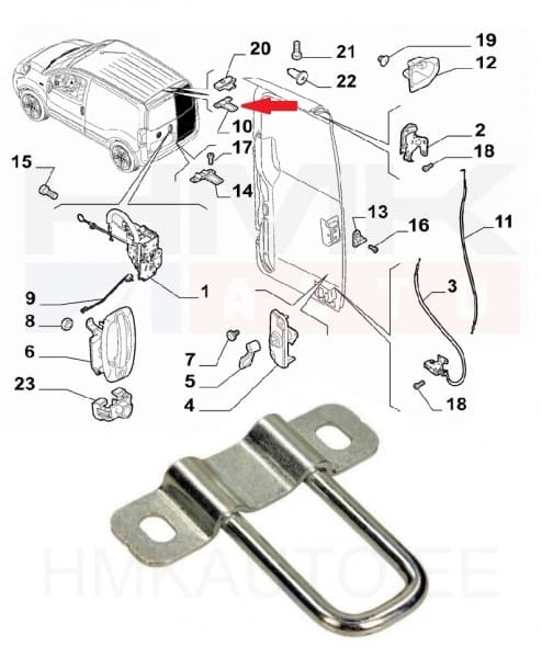 Ukselukusti vastus tagauksele ülemine Nemo/Bipper/Fiorino