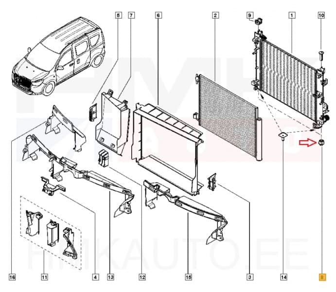 Jahutusradiaatori fikseerimis puks Renault/Dacia