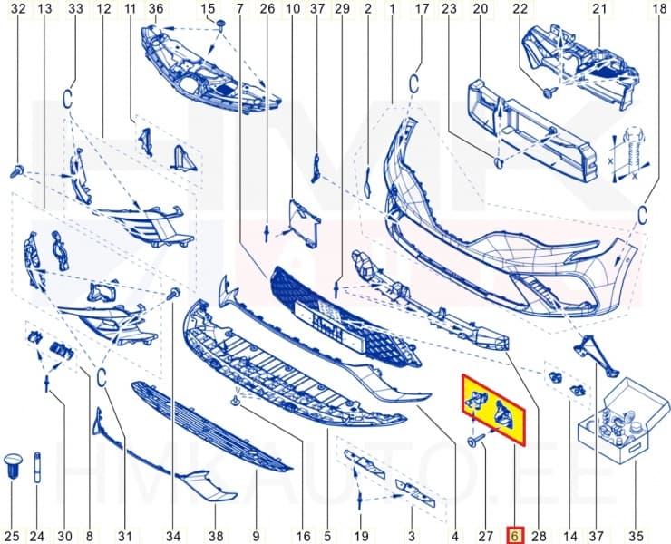 Esistange kandurite komplekt (vasak&parem) Renault Clio V