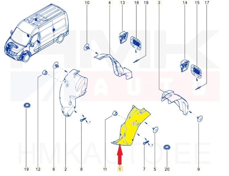 Esilogari esiosa vasak Renault Master 2010-