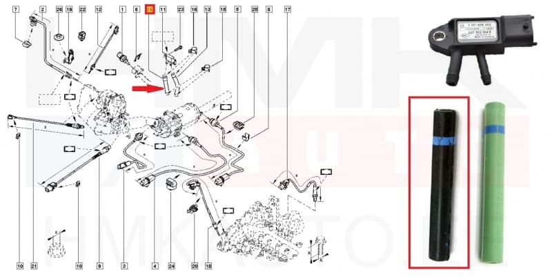 Väljalaskegaaside rõhuanduri voolik Renault 1,5dCi