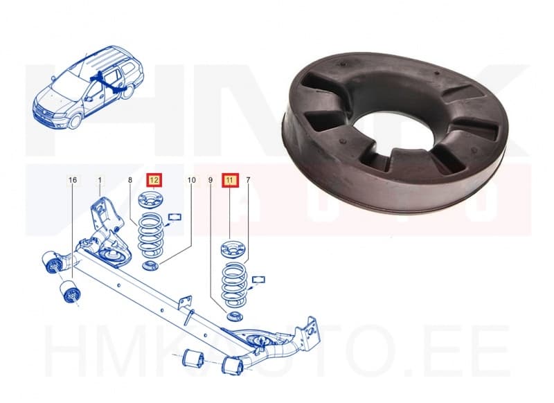 Keerdvedru padi, tagumine ülemine Dacia Duster/Logan/Sandero