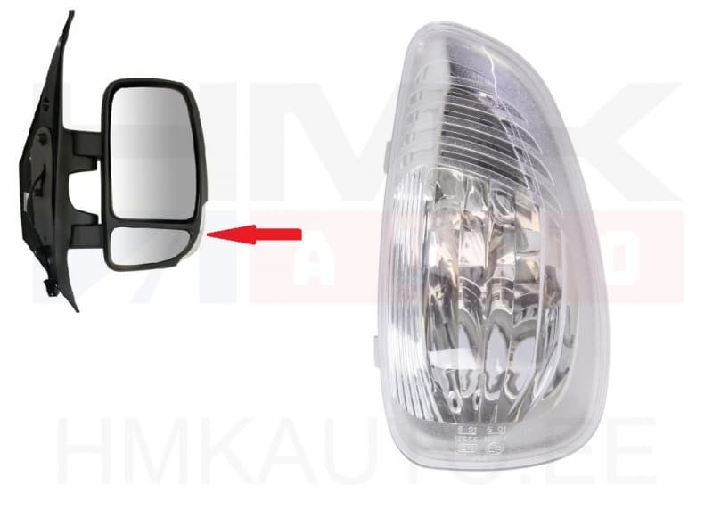 Suunatuli peeglis parem "valge" Renault Master 2010- (5W pirn)