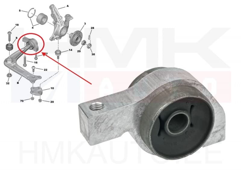 Esisilla õõtshoova puks, alumine tagumine Peugeot 508