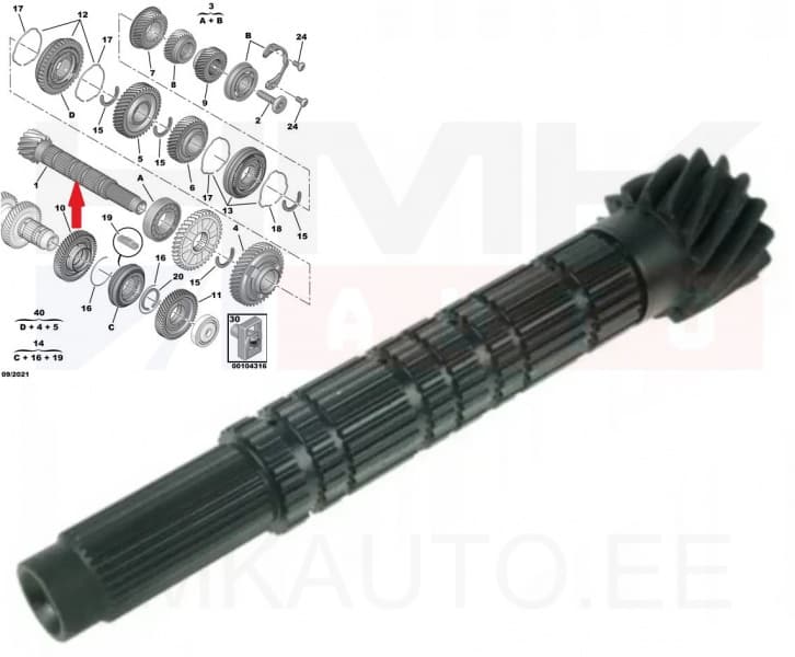 Käigukasti abivõll 14x75 Jumper/Boxer 2,2HDi 2015-