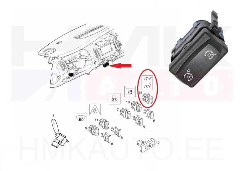 Püsikiirusehoidja lüliti OEM Renault/Opel