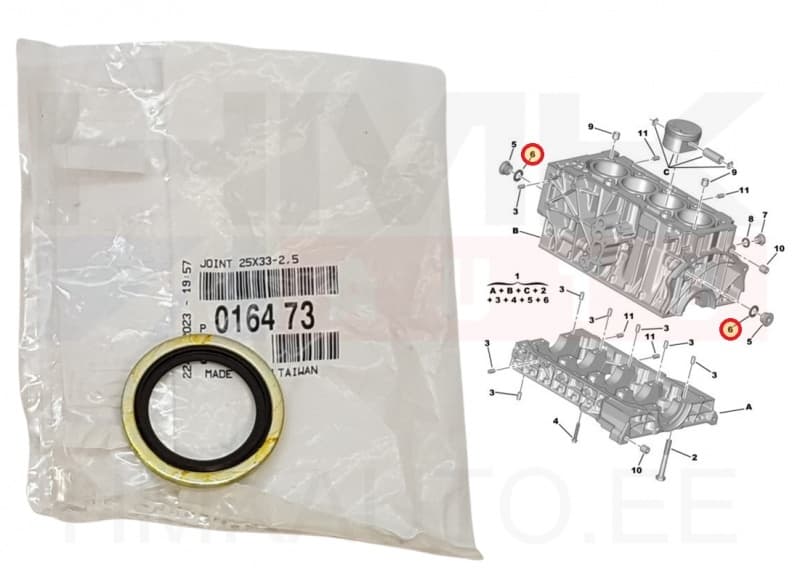 Õlikorgi tihendiseib 25mm OEM Citroen/Peugeot