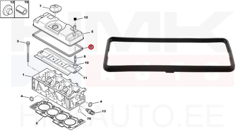 Klapikambrikaane tihend OEM Citroen/Peugeot 1,1-1,4 TU