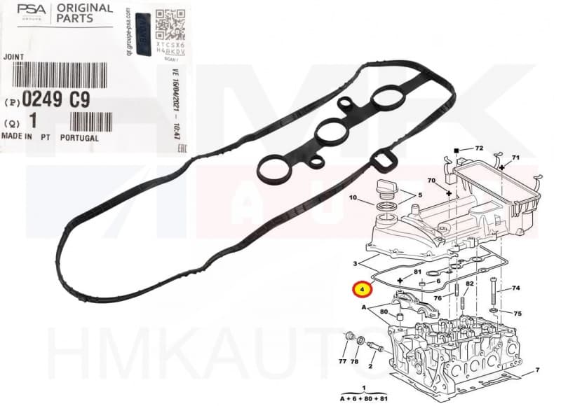 Klapikambrikaane tihend OEM CitroenC1/Peugeot 107 1,0