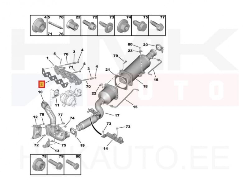 Väljalaskekollektori tihend OEM Citroen/Peugeot/Fiat 2,0HDi 16V