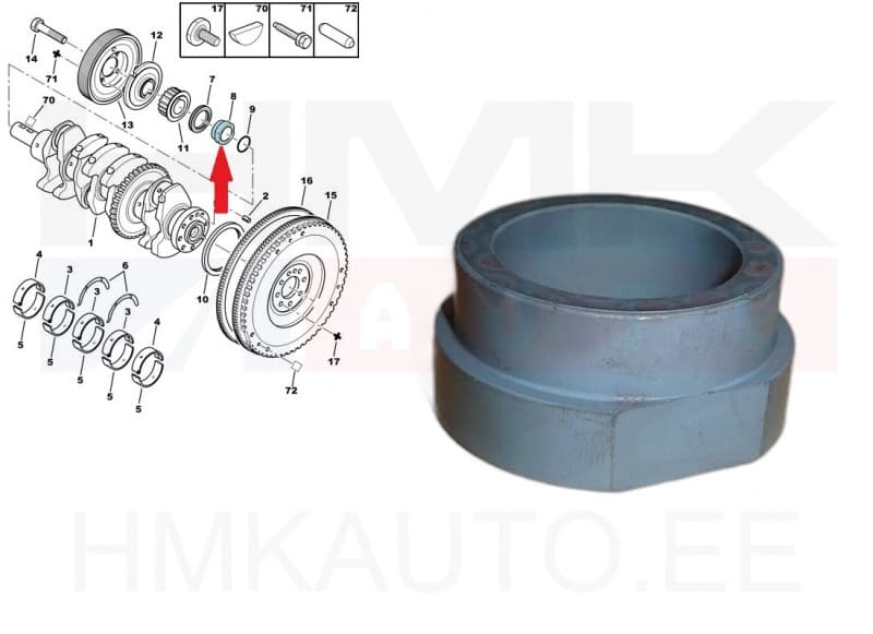 Väntvõlli tihendi puks OEM Citroen/Peugeot/Fiat 1,8-2,2 EW7,10,12