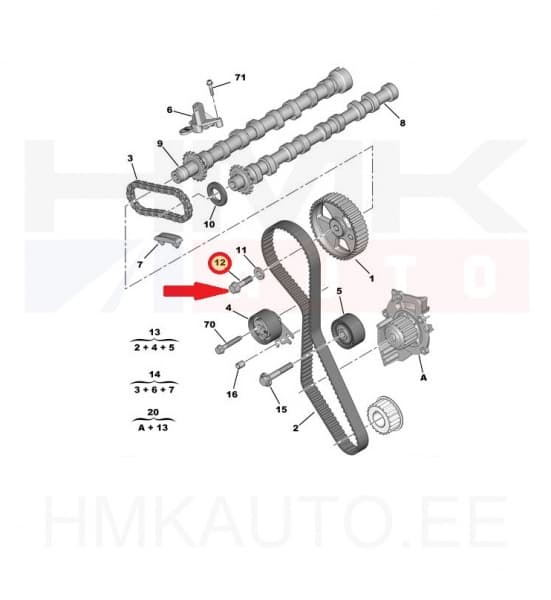 Nukkvõlli rihmaratta polt M10x1,50-L40 OEM Citroen/Peugeot