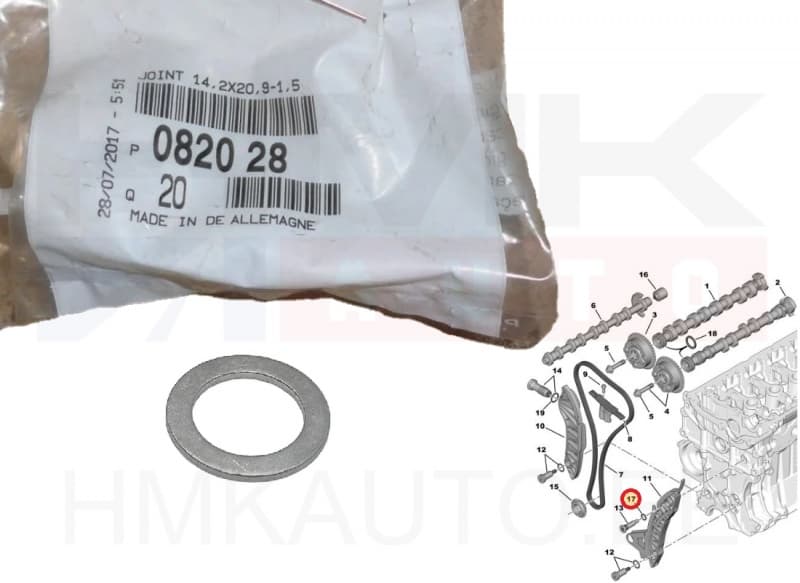 Ketitalla kinnituspoldi tihend OEM Citroen/Peugeot EP-mootorid  14,2x20,9x1,5